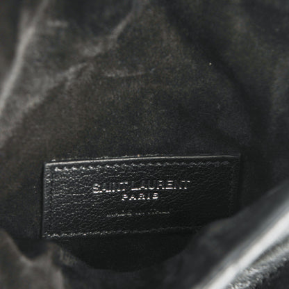 Saint Laurent Sheepskin Matelasse Chevron Fringe Small Monogram Anita Crossbody Bag Black 6 of 6