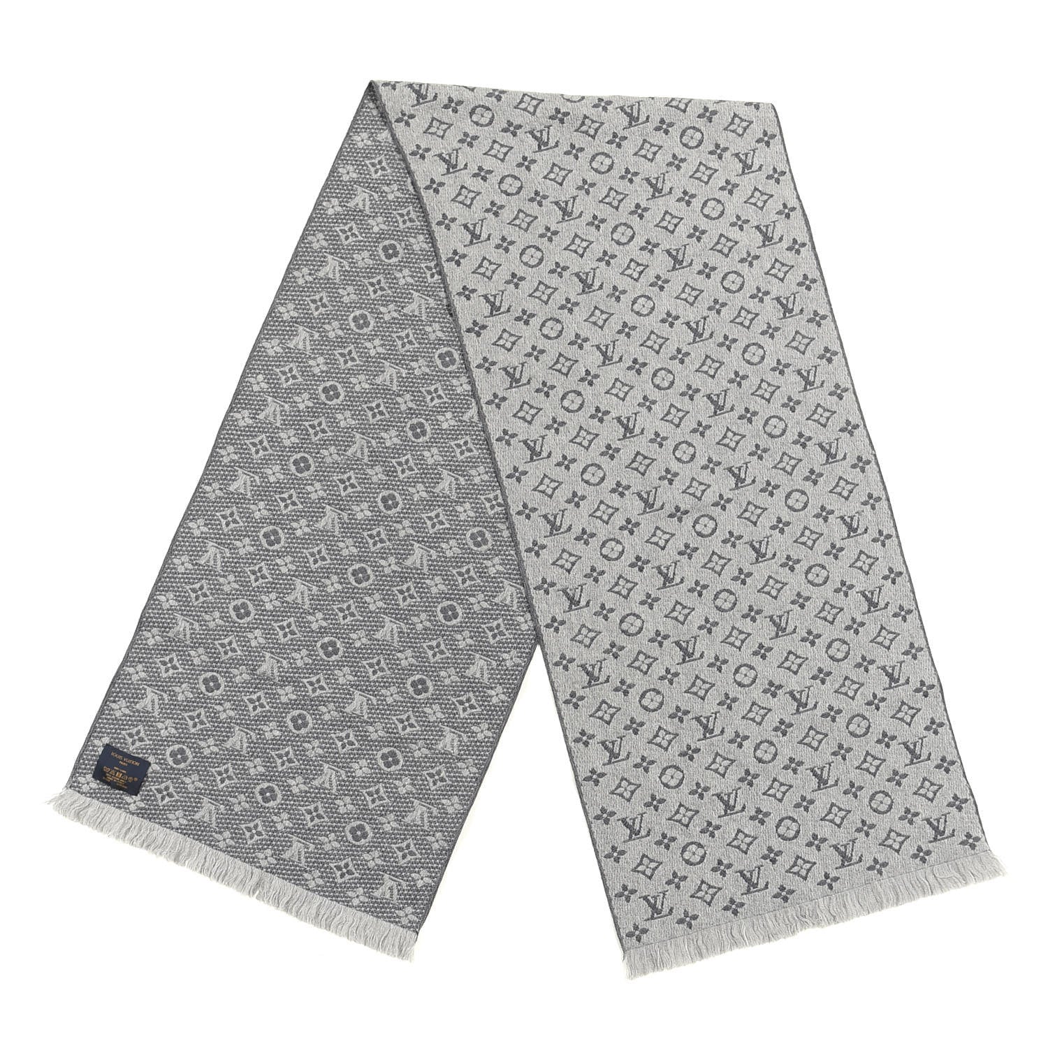 Louis Vuitton Wool Monogram Classic Scarf Grey 2 of 3