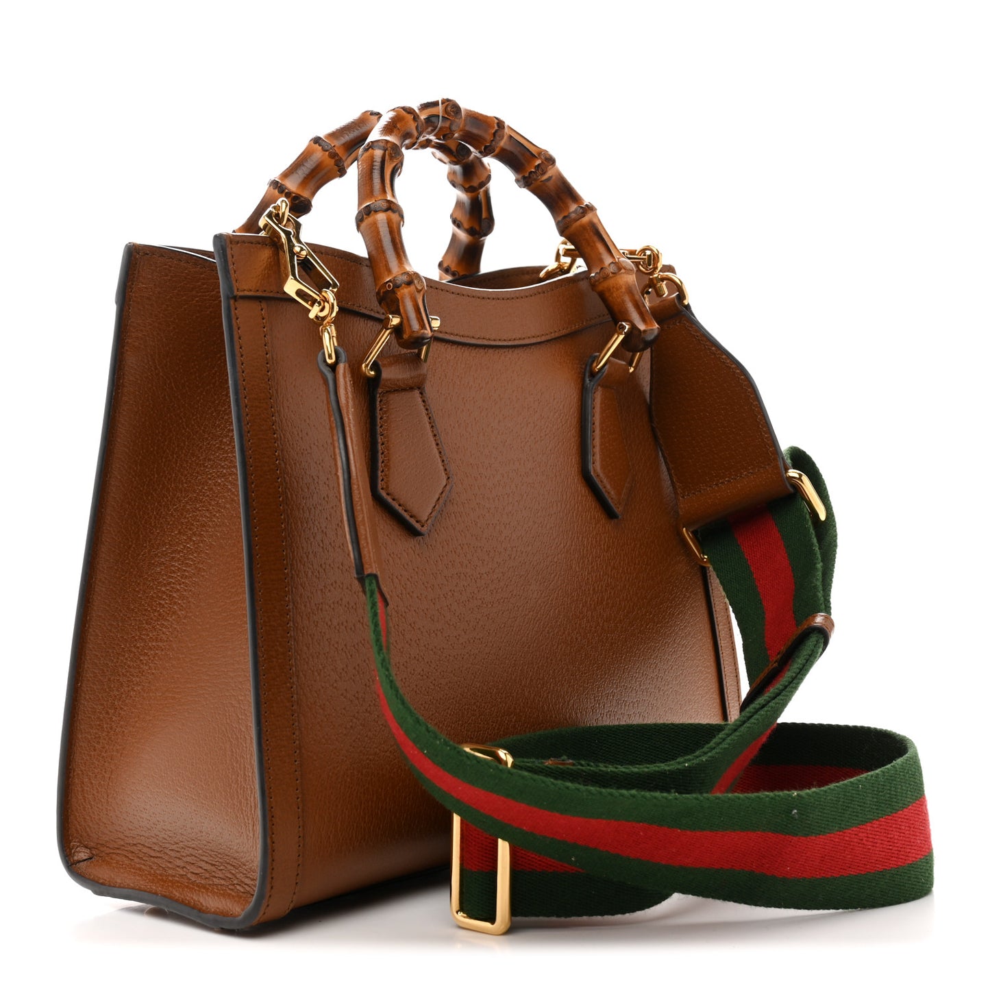 Textured Dollar Calfskin Web Small Diana Tote Bag Cuir Black