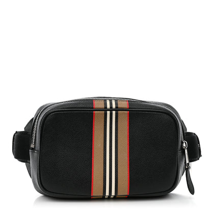 Burberry Calfskin Icon Stripe Bum Bag Black 1 of 11