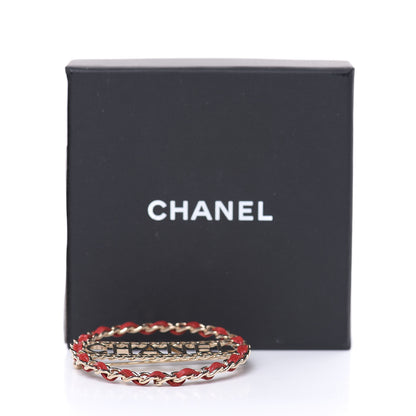 Chanel Lambskin Chain Logo Brooch Red Gold 5 of 5