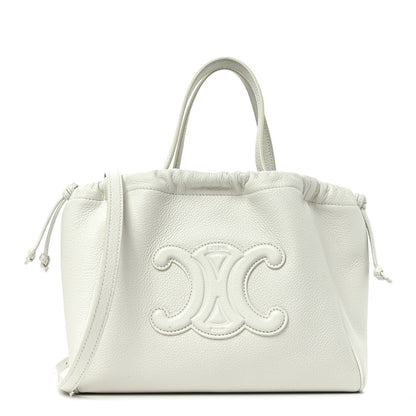 Celine Calfskin Cuir Small Triomphe Cabas Drawstring White 1 of 9