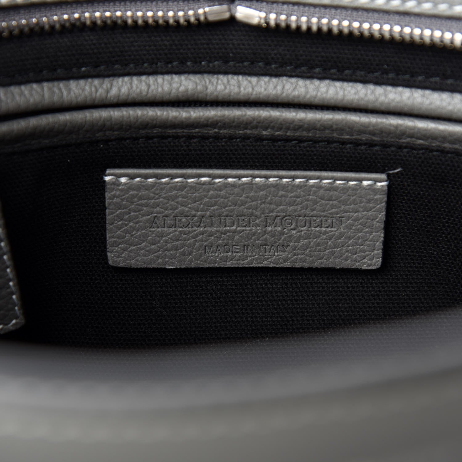 Alexander McQueen Pebbled Calfskin Small Skull Padlock Zip Around Tote Dark Grey 8 of 10