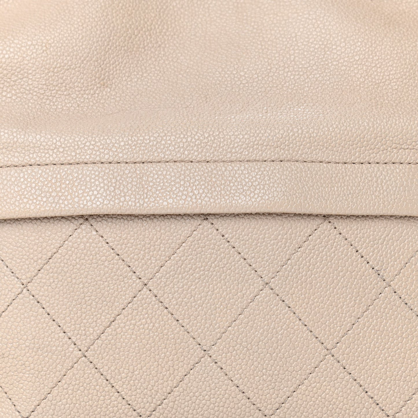 Caviar Stitched Shopping Tote Beige
