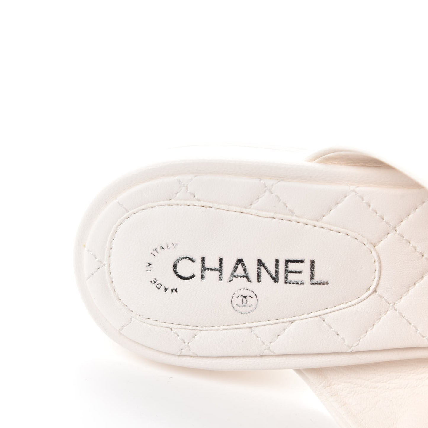 Lambskin Pearl Bow CC Flat Sandals 36.5 White