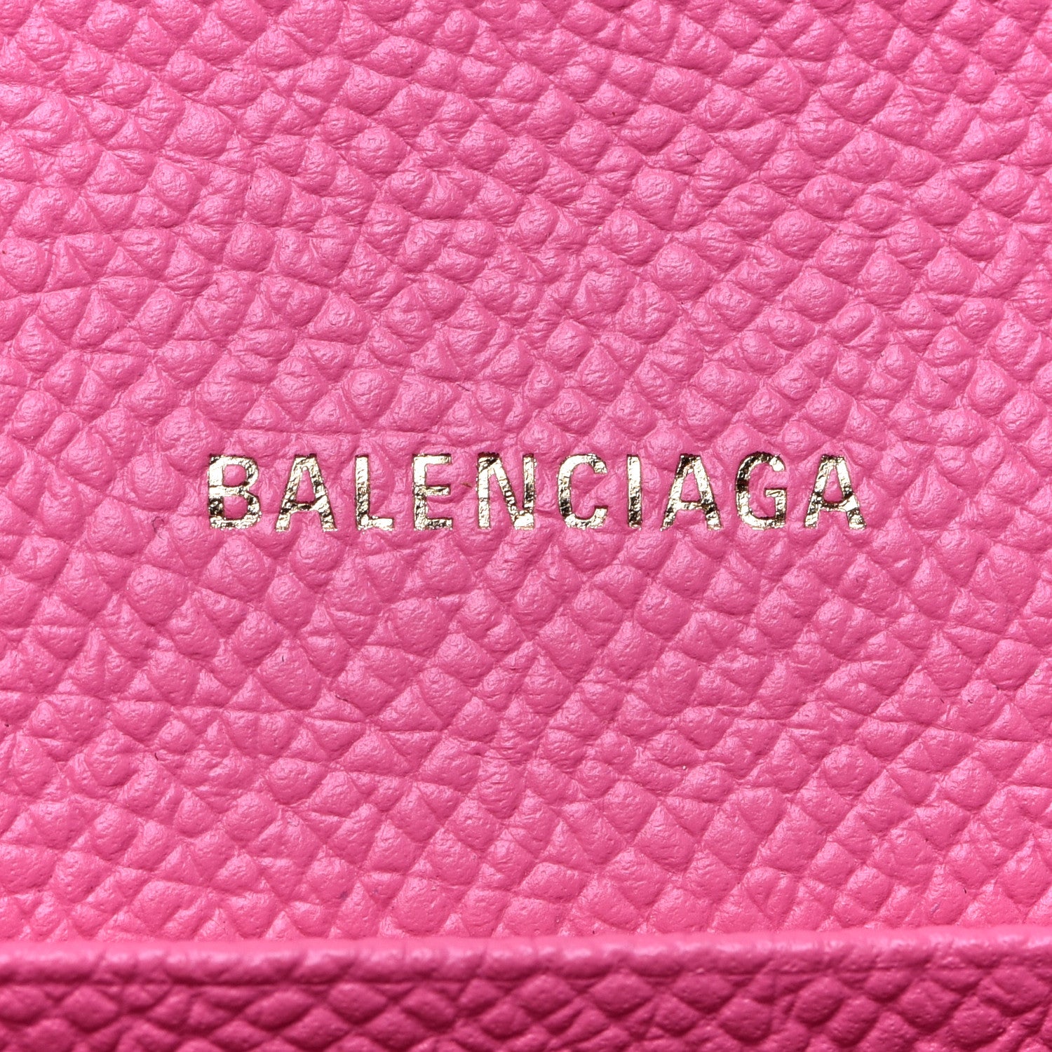 Balenciaga Signature Grained Calfskin Logo Ville Wallet on Chain Bubble Gum Black 8 of 12