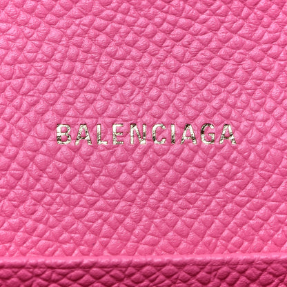 Balenciaga Signature Grained Calfskin Logo Ville Wallet on Chain Bubble Gum Black 8 of 12