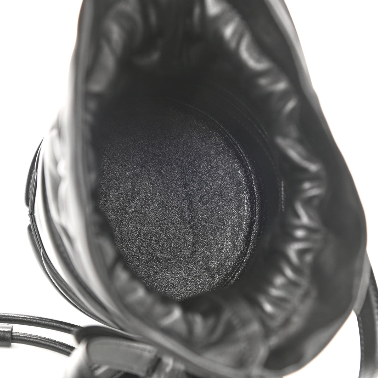 Calfskin The Soft Curve Drawstring Bag Black
