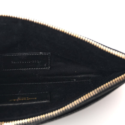 Saint Laurent Grain De Poudre Chevron Monogram Large Bill Pouch Black 5 of 7