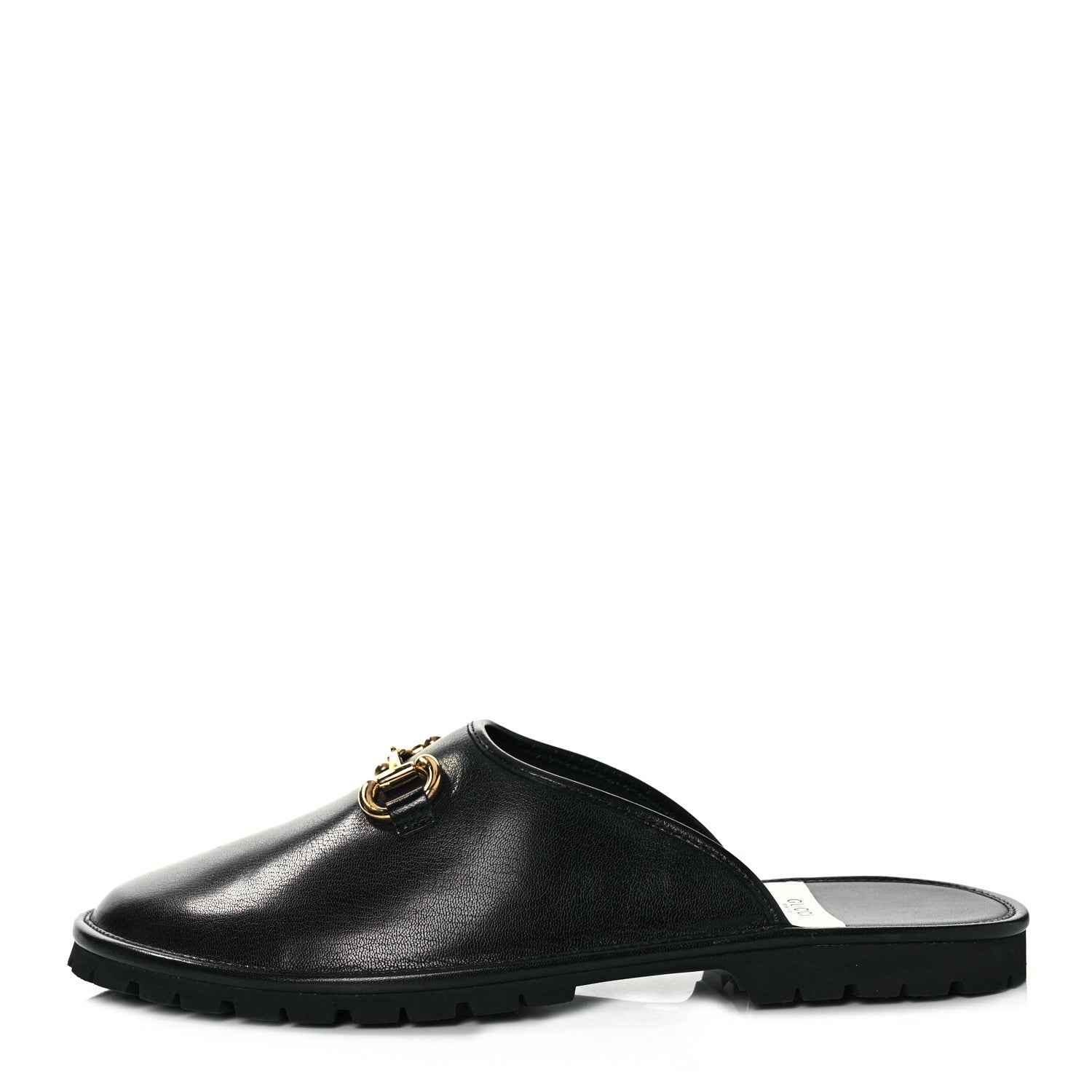 Gucci Goatskin Mens Horsebit Lug Sole Slippers 11 Black 1 of 8