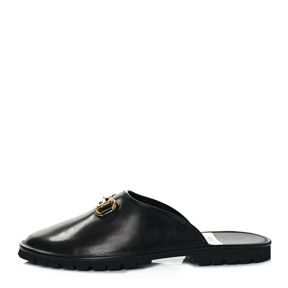 Gucci Goatskin Mens Horsebit Lug Sole Slippers 11 Black 1 of 8
