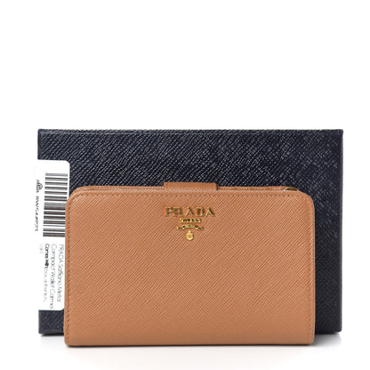 Prada Saffiano Metal Compact Wallet Caramel 11 of 11