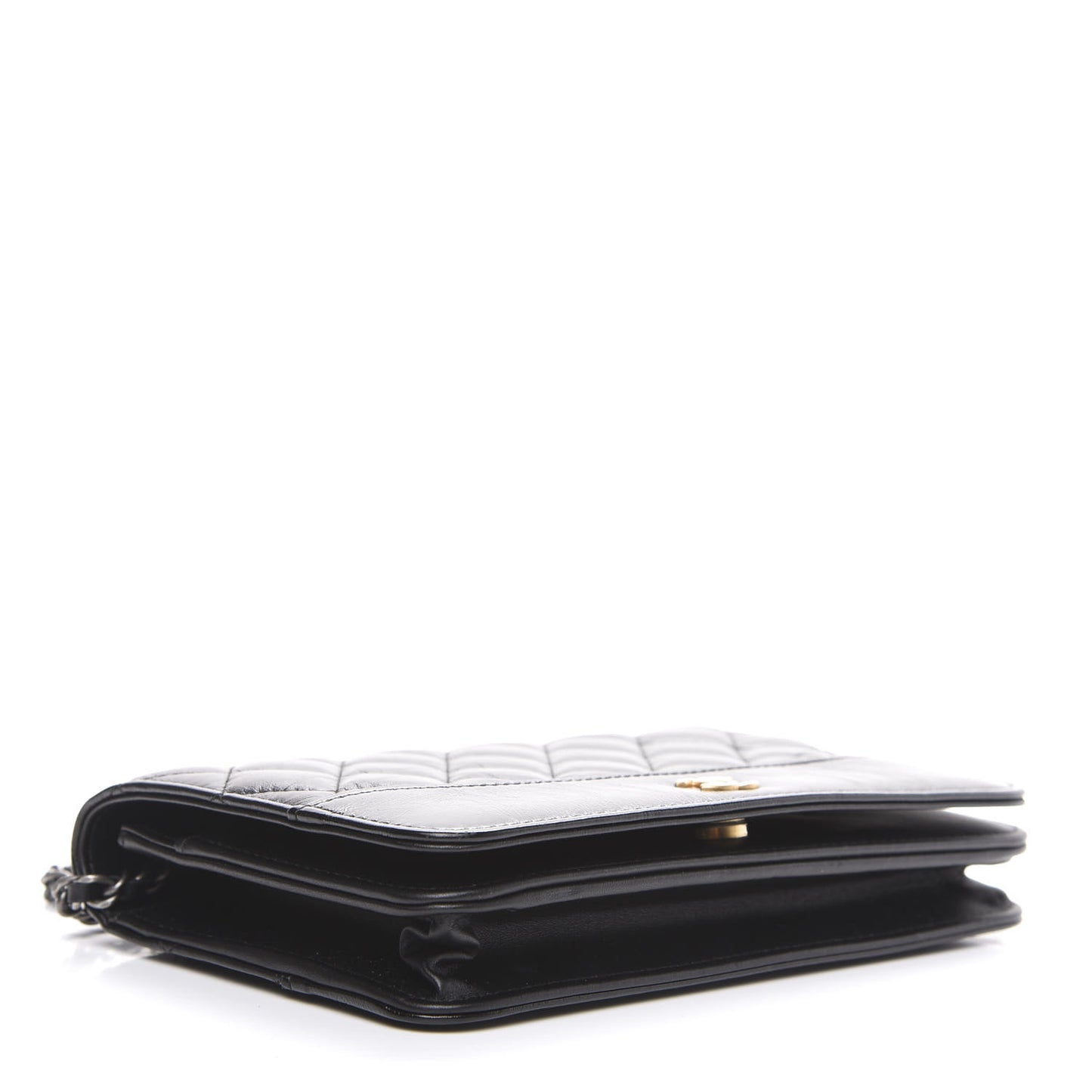 Aged Calfskin Quilted Gabrielle Wallet On Chain WOC Black