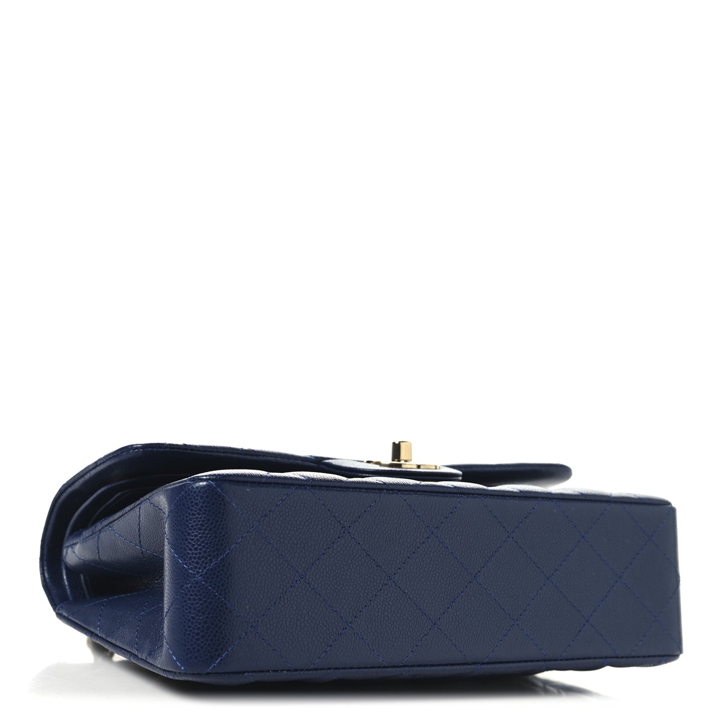 Caviar Quilted Small Double Flap Navy