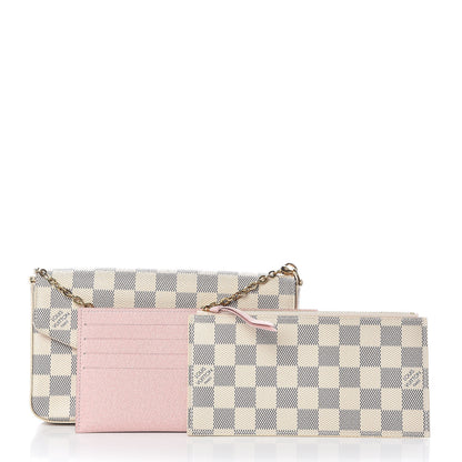 Louis Vuitton Damier Azur Pochette Felicie Chain Wallet Rose Ballerine 10 of 10