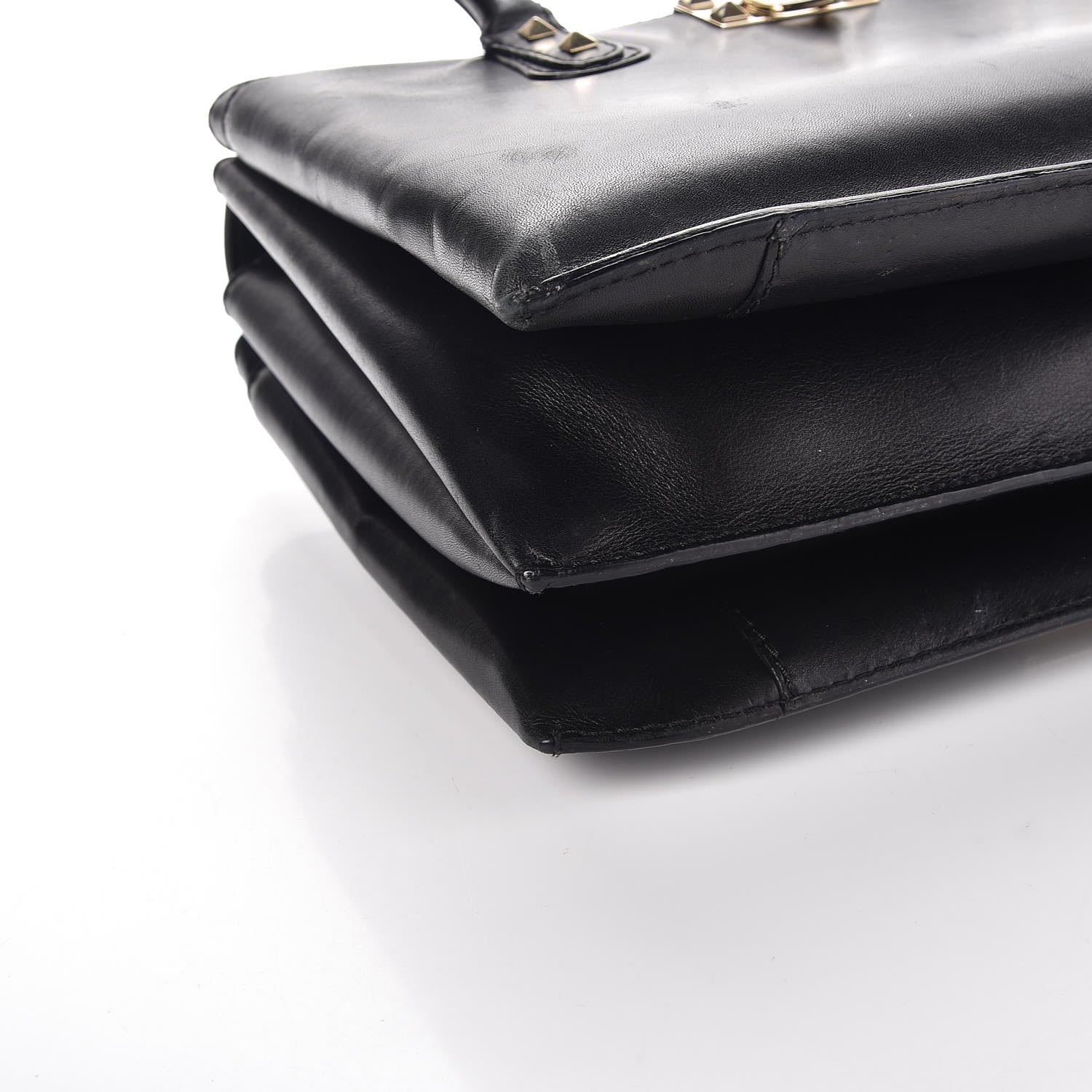 Valentino Garavani Vitello Rockstud Accordion Satchel Black 14 of 15