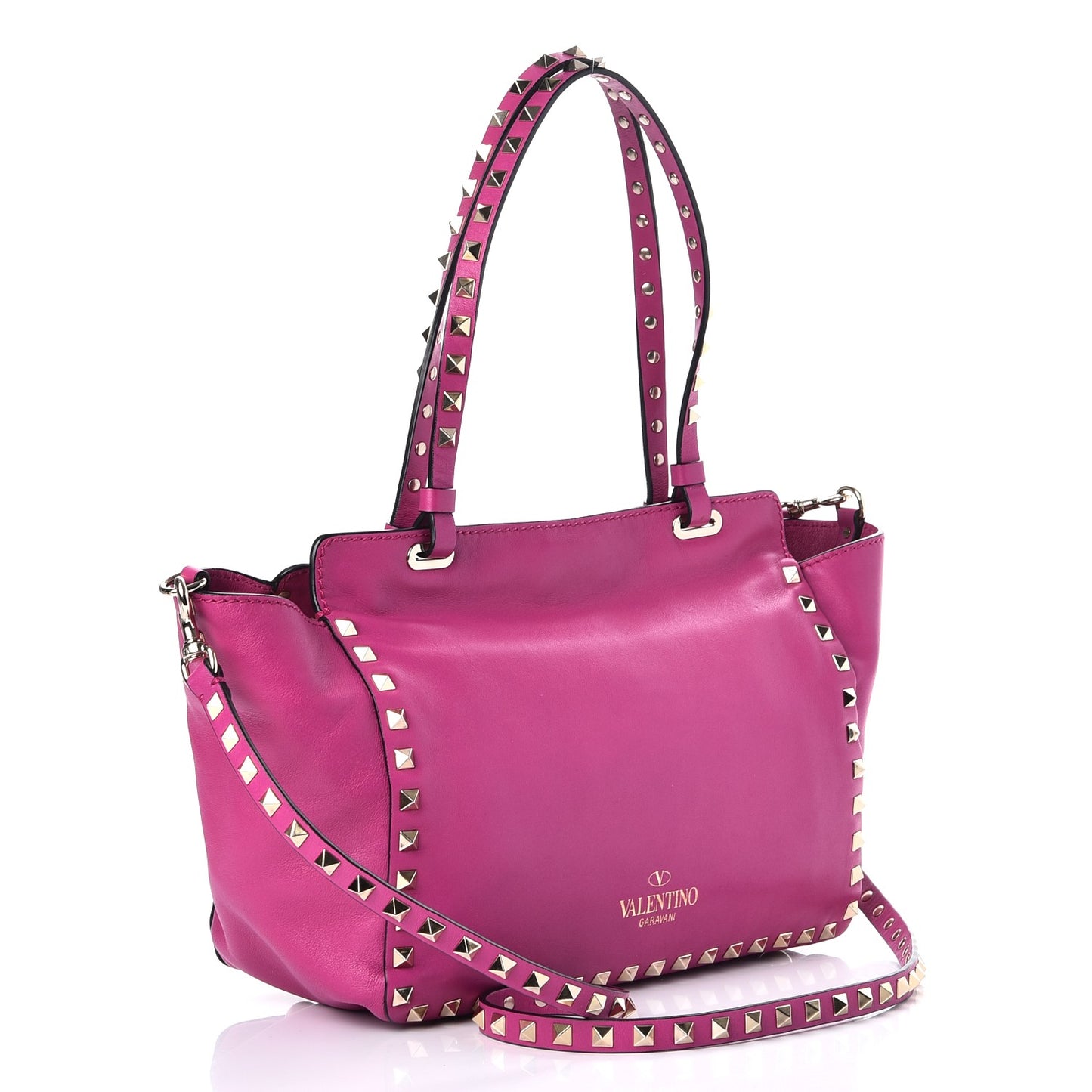 Vitello Mini Rockstud Tote Fuxia