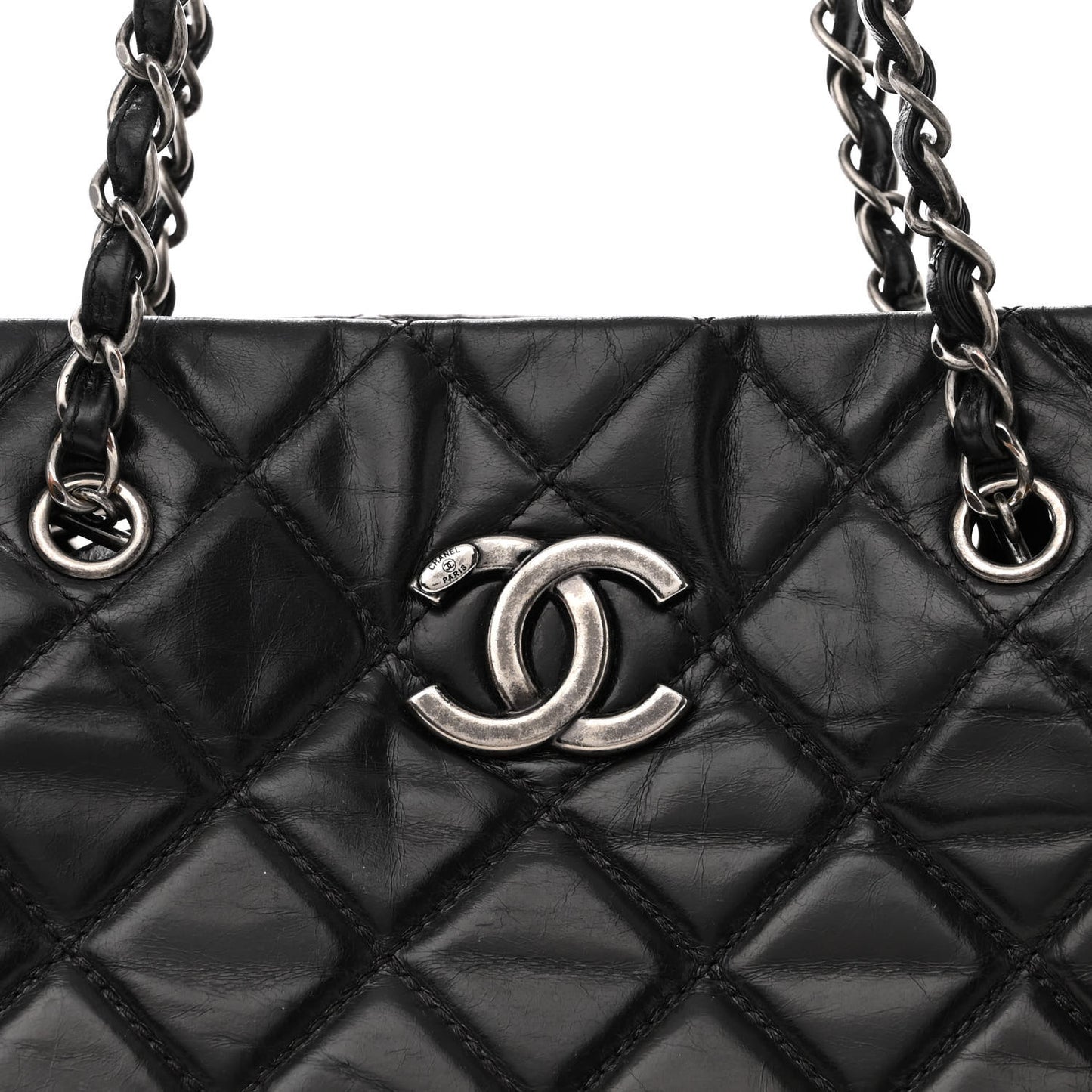 Calfskin Quilted Medium Coco Soft Tote Black