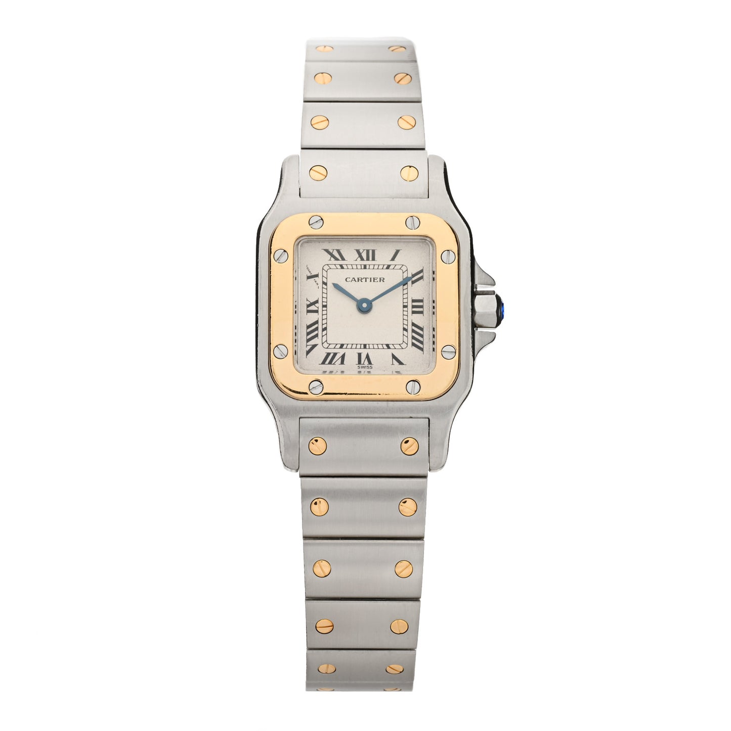 Stainless Steel 18K Yellow Gold 24mm Santos De Cartier Galbee Quartz Watch