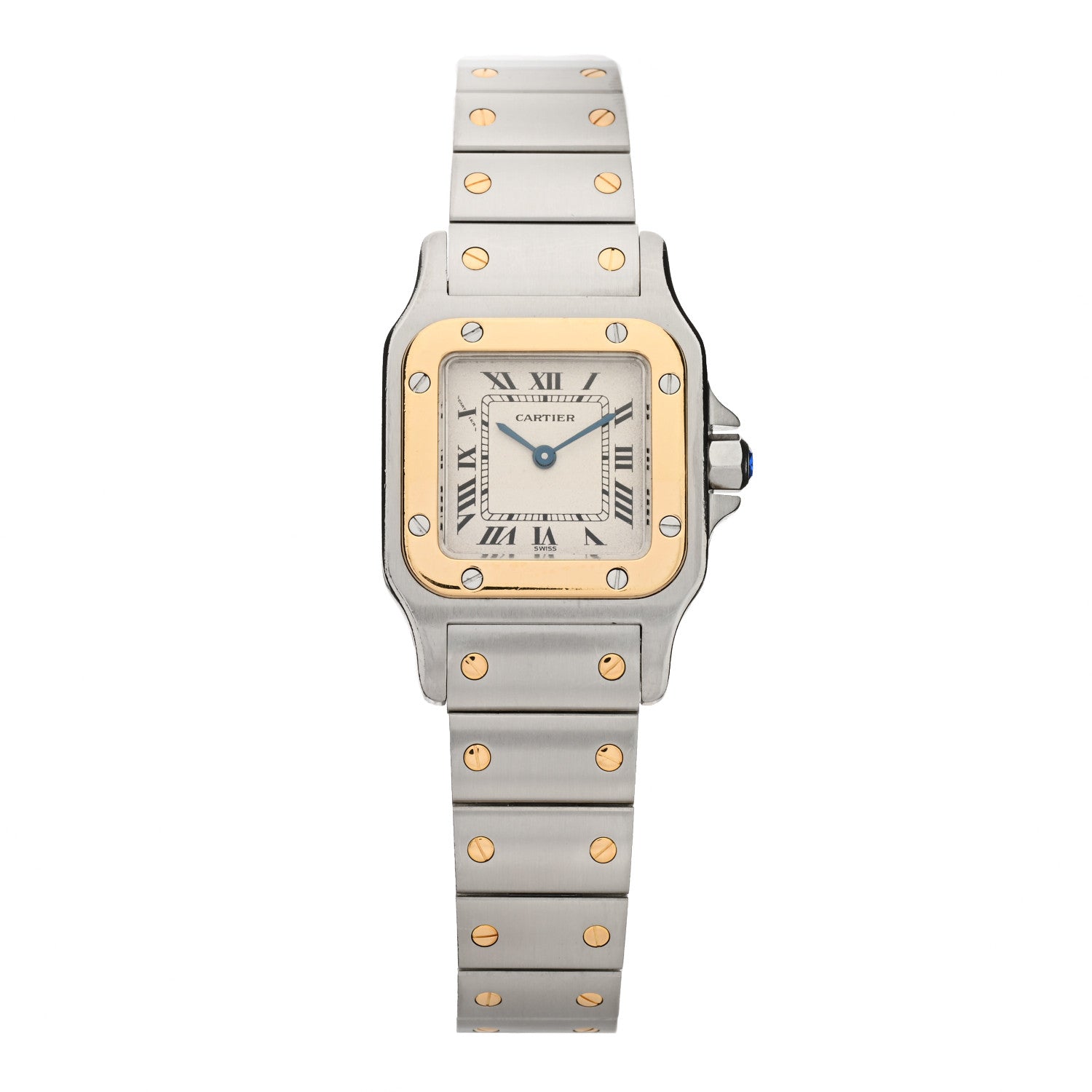 Cartier Stainless Steel 18K Yellow Gold 24mm Santos De Cartier Galbee Quartz Watch 1 of 4