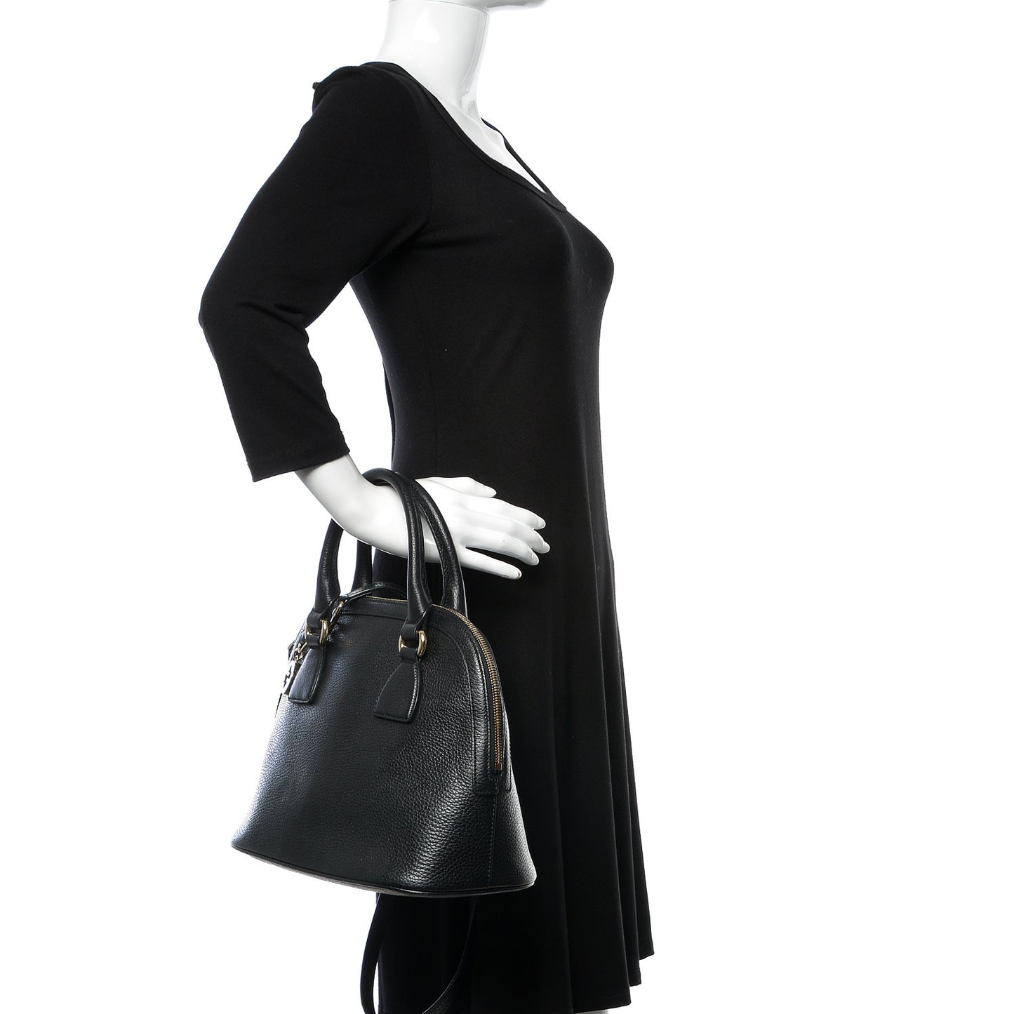 Calfskin Medium Dome Bag Black