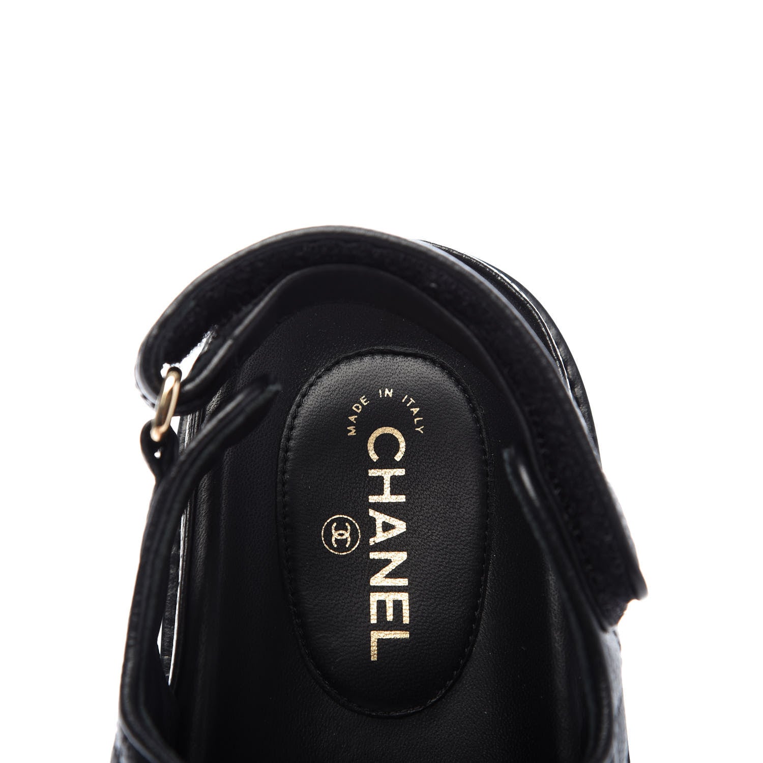 Chanel Grained Calfskin Velcro Dad Sandals 36.5 Black 7 of 9