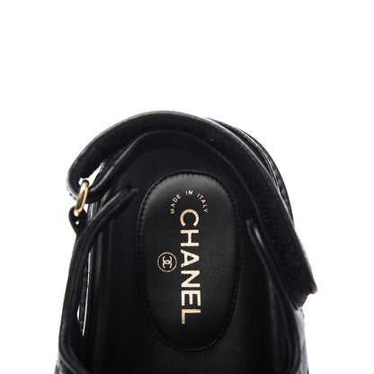 Chanel Grained Calfskin Velcro Dad Sandals 36.5 Black 7 of 9