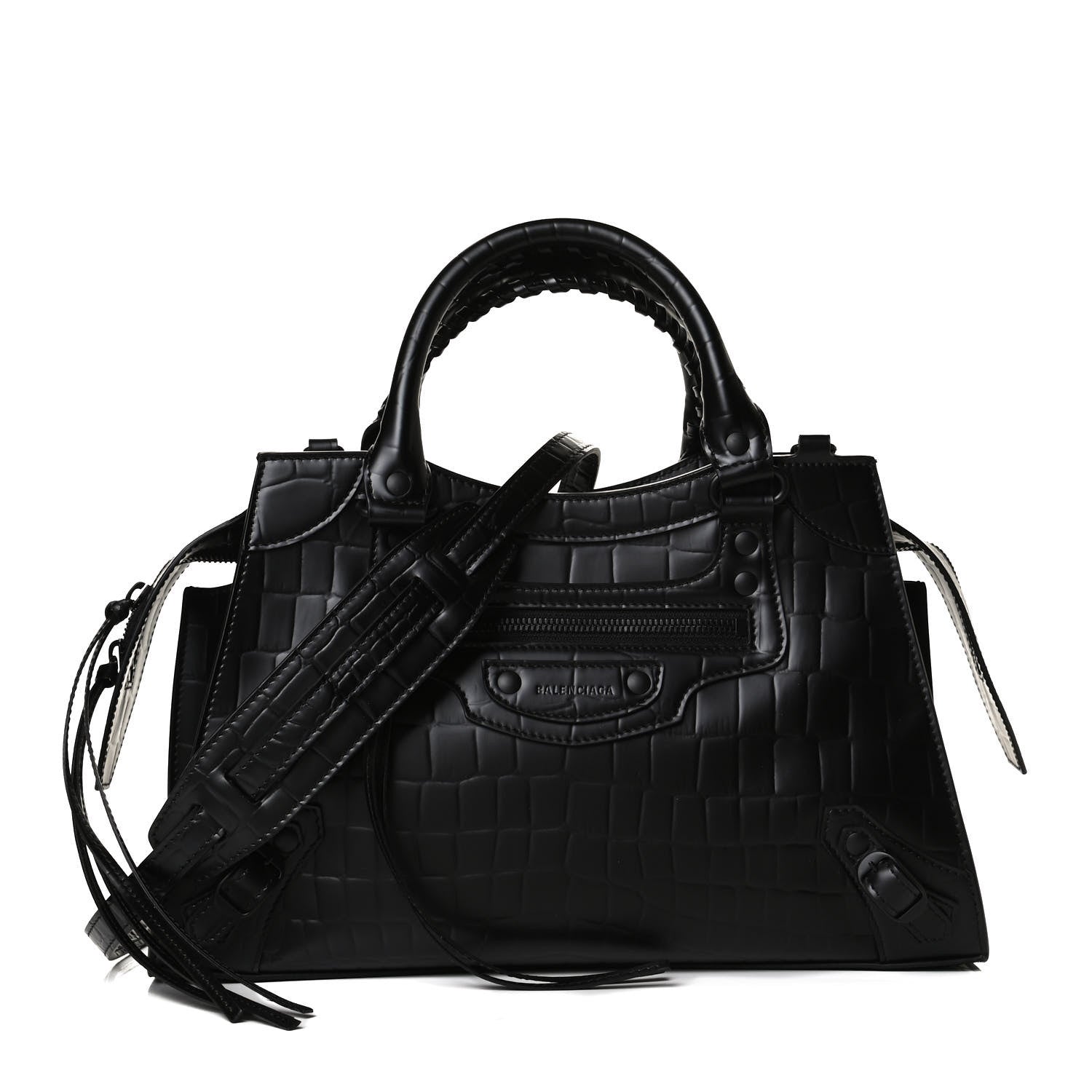 Balenciaga Semi Shiny Calfskin Crocodile Embossed Neo Classic Black Hardware S City Black 1 of 14