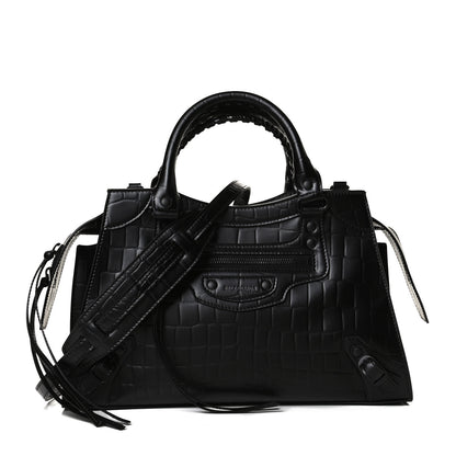 Balenciaga Semi Shiny Calfskin Crocodile Embossed Neo Classic Black Hardware S City Black 1 of 14
