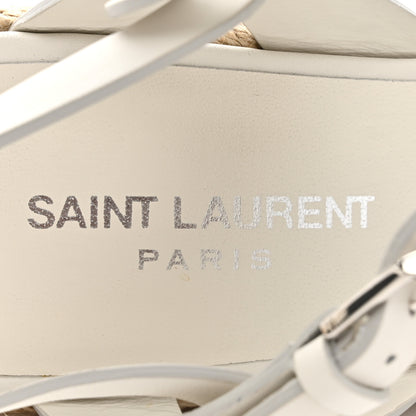 Saint Laurent Calfskin Tribute 95 Platform Espadrille Wedge Sandals 40 Porcellana 6 of 9