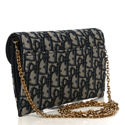 Christian Dior Oblique Saddle Chain Long Wallet Blue 4 of 10