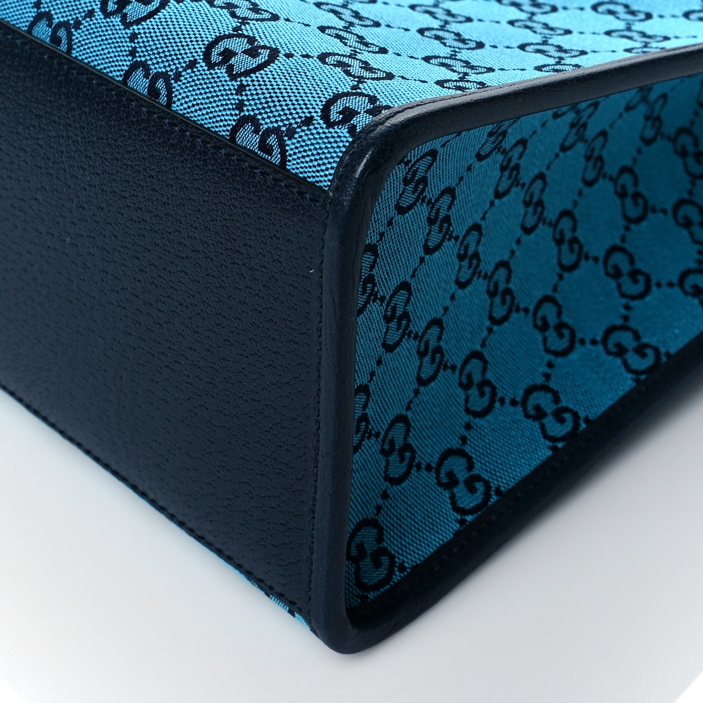 Monogram Multicolor Textured Dollar Calfskin Small Retro Interlocking G Tote Bag Light Blue