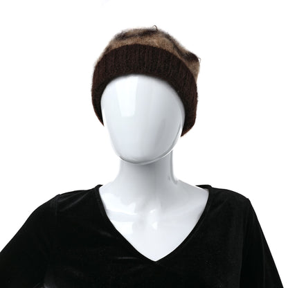 Gucci Mohair Monogram Jumbo GG Brushat Beanie Hat M Beige Dark Brown 2 of 5