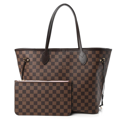 Louis Vuitton Damier Ebene Neo Neverfull MM Rose Ballerine 1 of 10