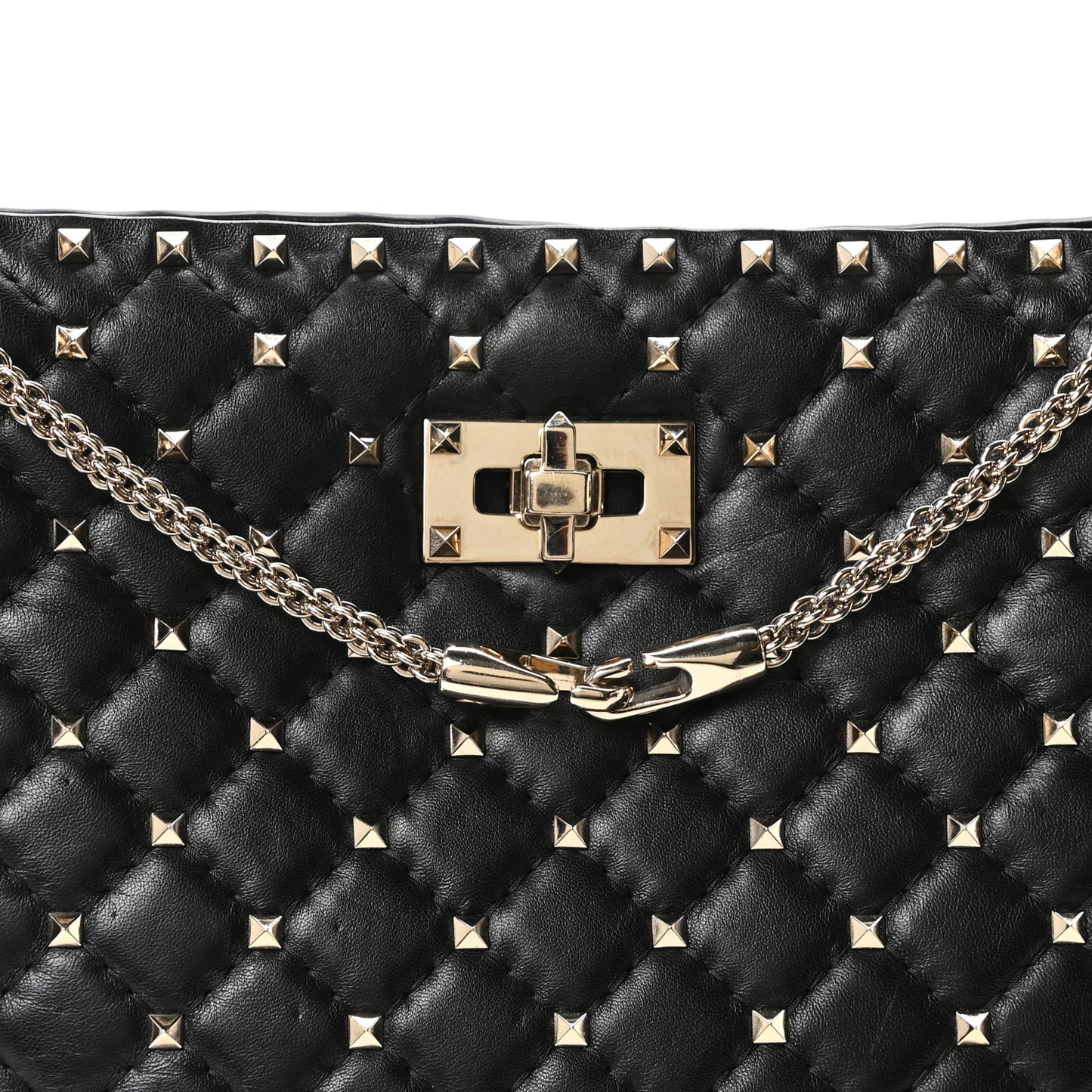 Nappa Rockstud Spike Shoulder Tote Black