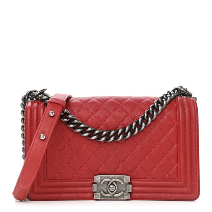 Chanel Caviar Quilted Medium Boy Flap Dark Red 1 of 17