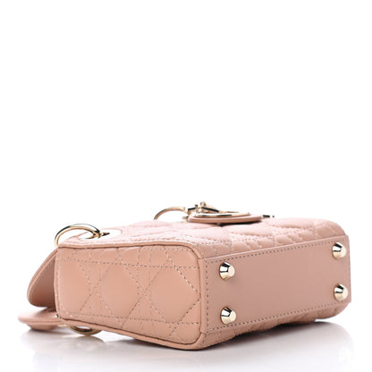 Christian Dior Lambskin Cannage Micro Lady Dior Rose Des Vents 4 of 9