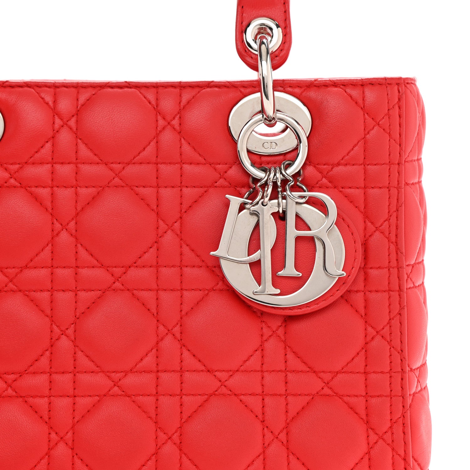 Christian Dior Lambskin Cannage Medium Lady Dior Red 8 of 11