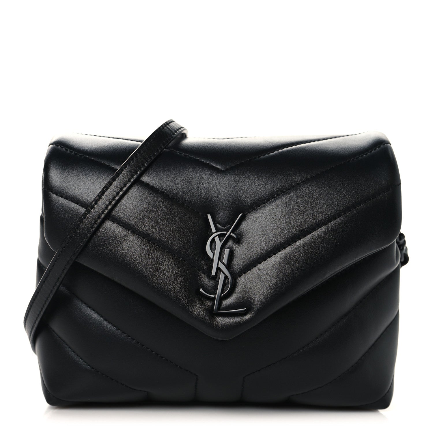 Saint Laurent Calfskin Y Quilted Monogram Monochrome Toy Loulou Crossbody Bag Black 1 of 11