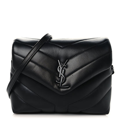 Saint Laurent Calfskin Y Quilted Monogram Monochrome Toy Loulou Crossbody Bag Black 1 of 11