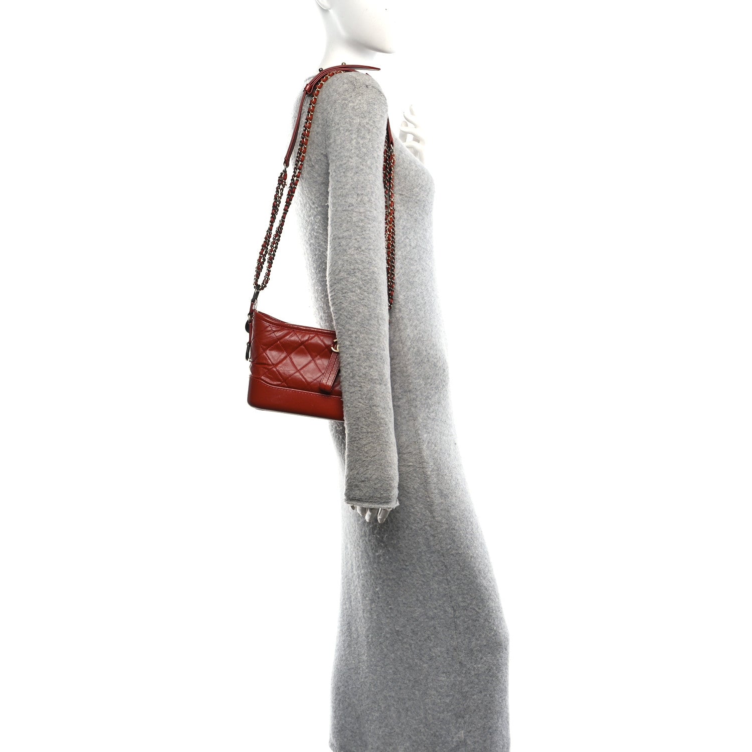 Chanel Aged Calfskin Quilted Small Gabrielle Hobo Red 2 of 10