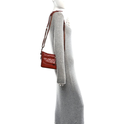 Chanel Aged Calfskin Quilted Small Gabrielle Hobo Red 2 of 10