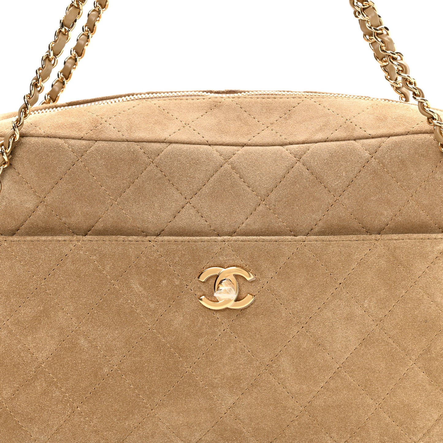 Suede Calfskin Quilted Camerissimo Case Beige