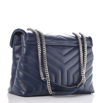 Saint Laurent Calfskin Y Quilted Monogram Medium Loulou Chain Satchel Denim Blue 3 of 11
