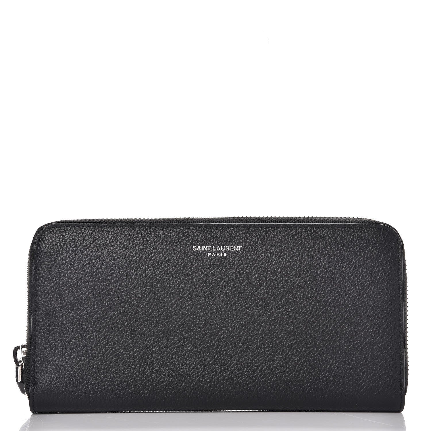 Saint Laurent Grained Calfskin Rive Gauche Zip Around Wallet Black 1 of 8