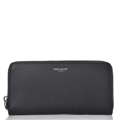 Saint Laurent Grained Calfskin Rive Gauche Zip Around Wallet Black 1 of 8