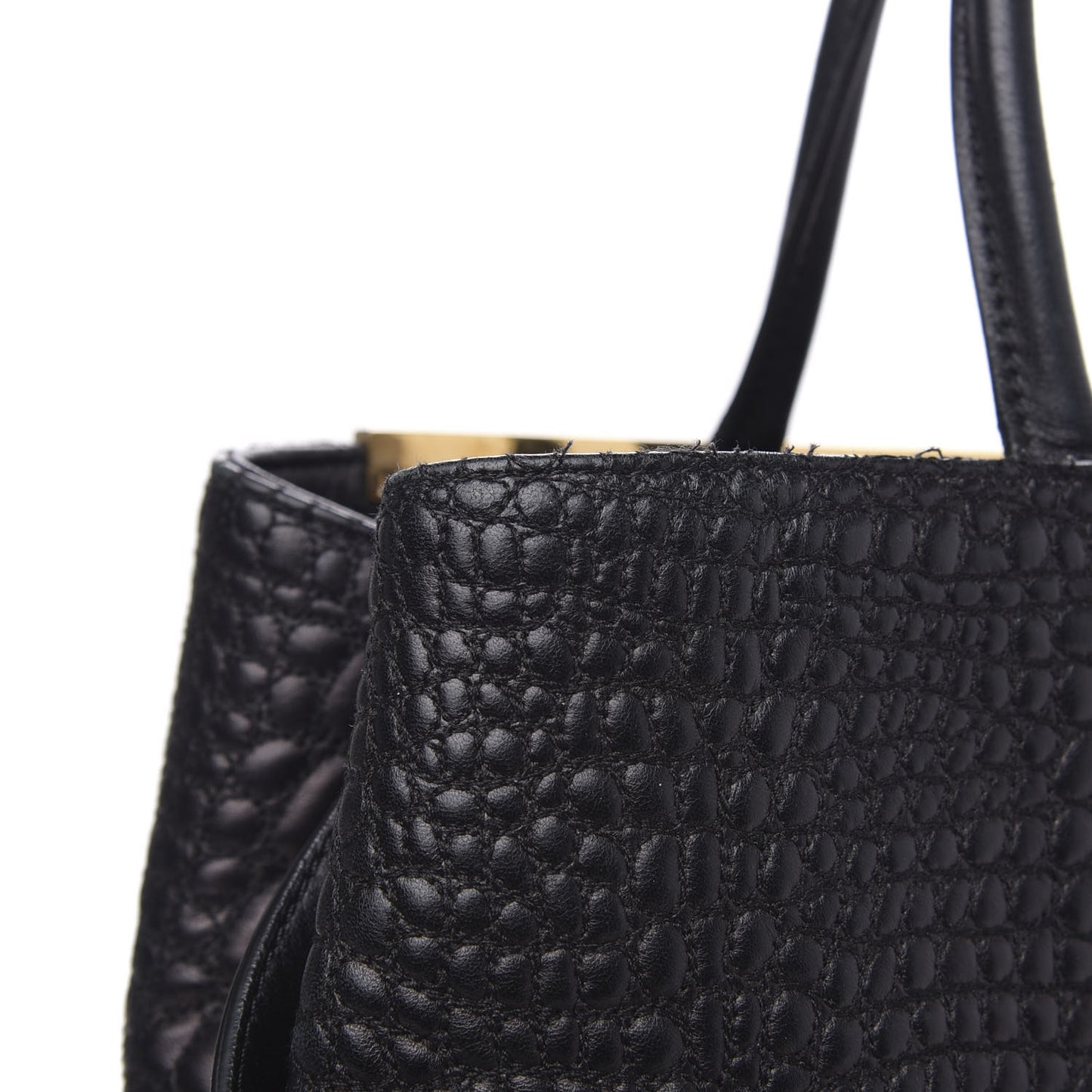 Nappa Crocodile Trapuntata Medium 2Jours Tote Black