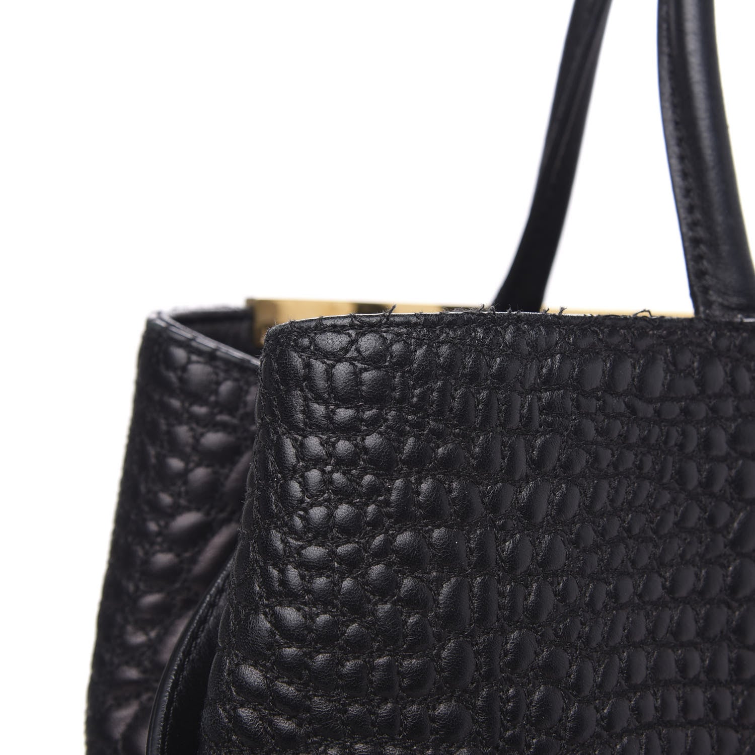 Fendi Nappa Crocodile Trapuntata Medium 2Jours Tote Black 15 of 16