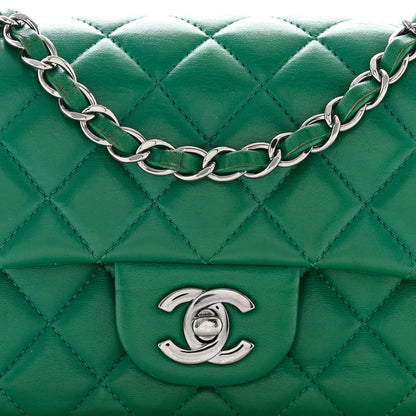 Chanel Lambskin Quilted Mini Rectangular Flap Dark Green 8 of 10
