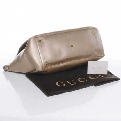 Gucci Metallic Pebbled Calfskin Medium 1973 Top Handle Satchel Golden Beige 4 of 8